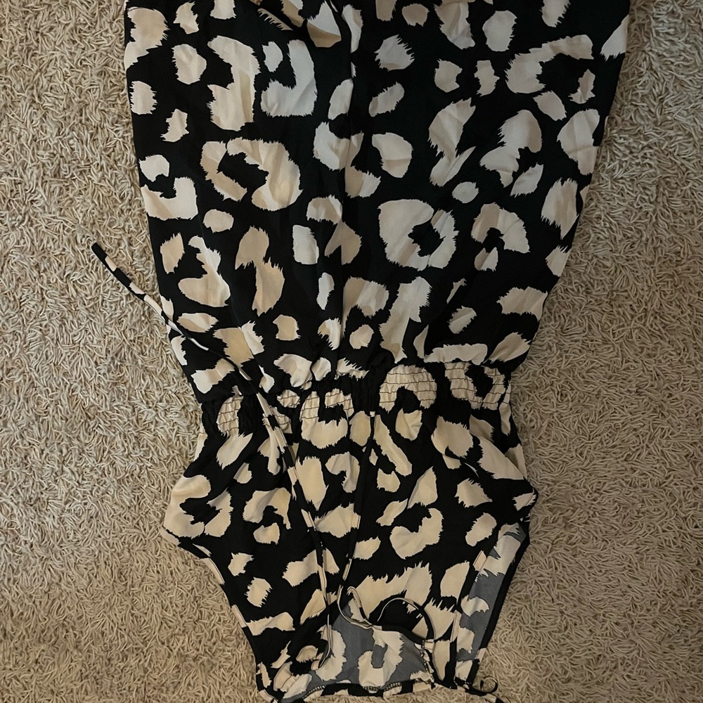 SHEIN Black and Beige Animal Print Jumpsuit